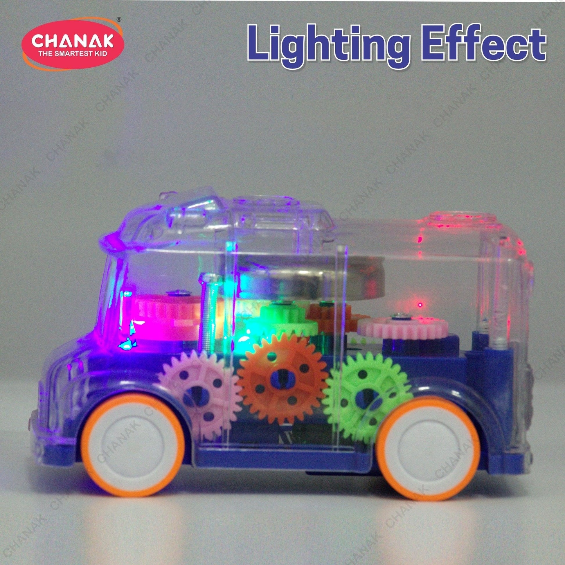 Chanak Transparent Gear Bus for Kids (Dark Blue) - chanak
