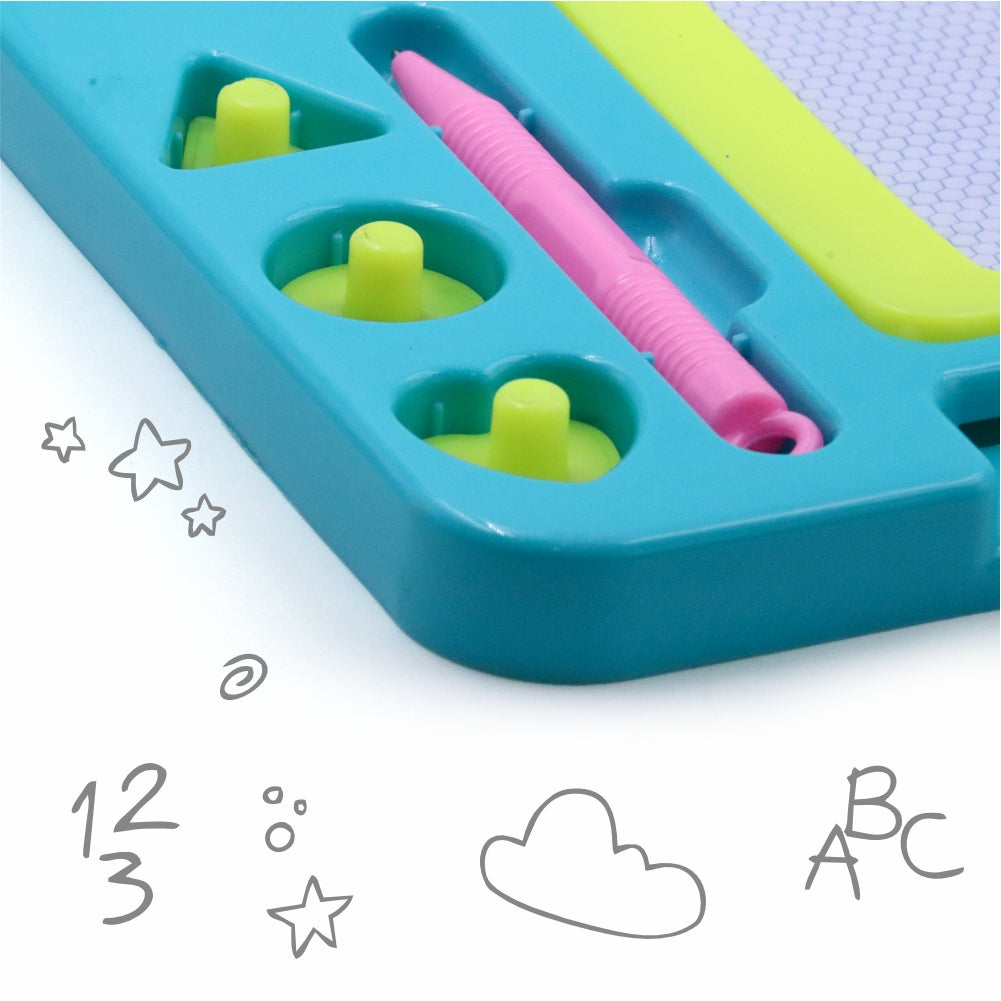 Chanak's Magnetic Slate Board for Learning Writing and Drawing, Magnetic Pen and Stamps (SkyBlue)