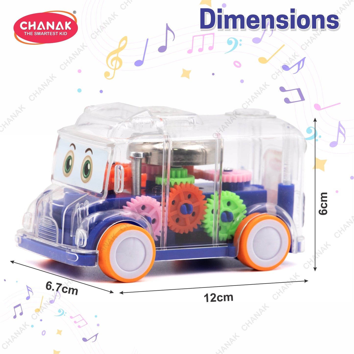 Chanak Transparent Gear Bus for Kids (Dark Blue)