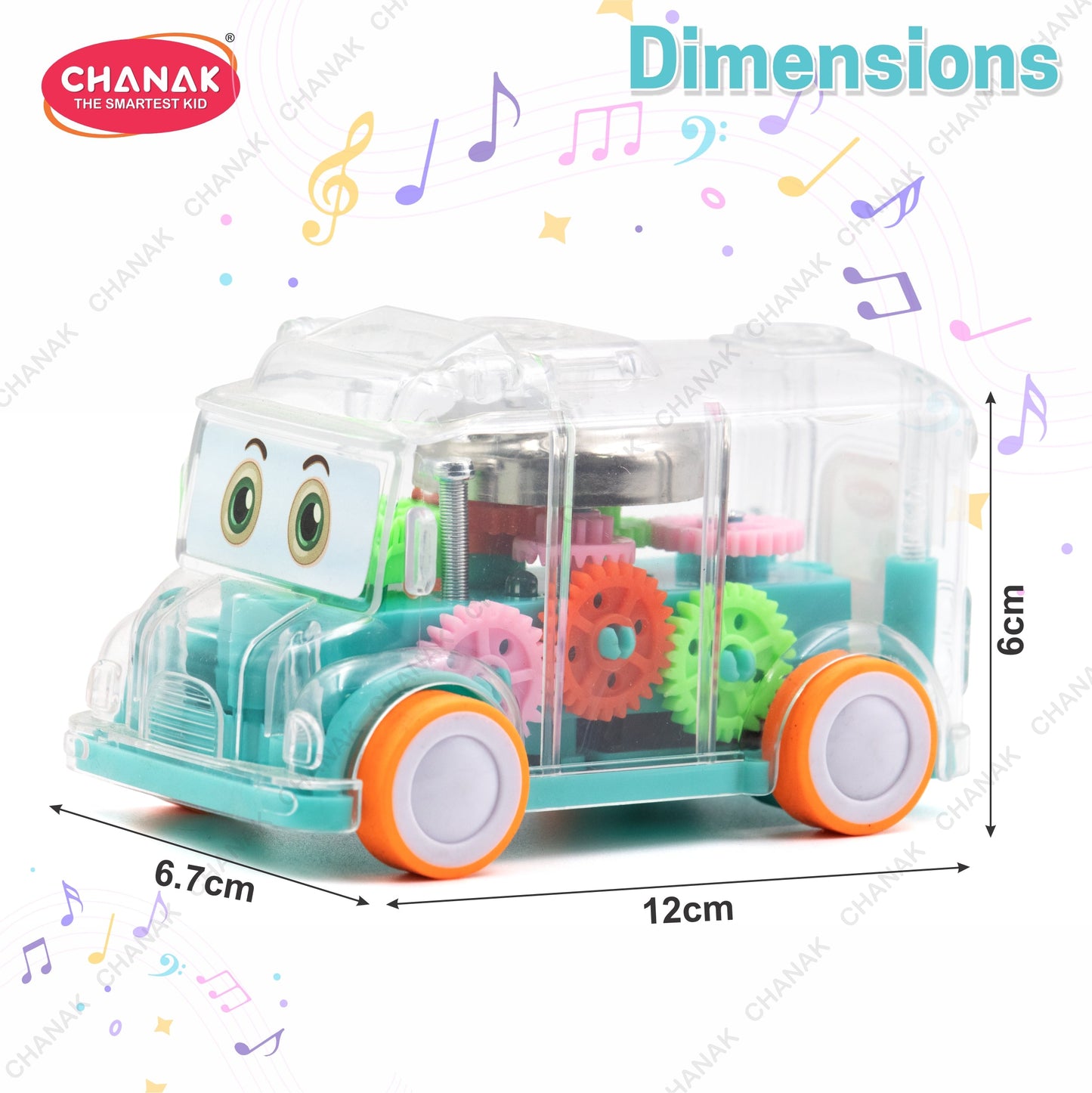 Chanak Transparent Gear Bus for Kids (Light Blue)