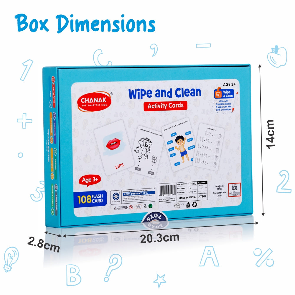 Chanak Wipe & Clean Toy for Kids, Educational Activity Flashcards