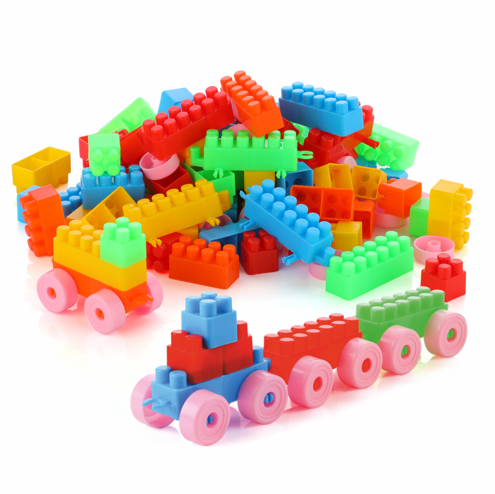 Chanak Plastic Building Blocks for Kids with Wheels, Construction Block Game for Kids