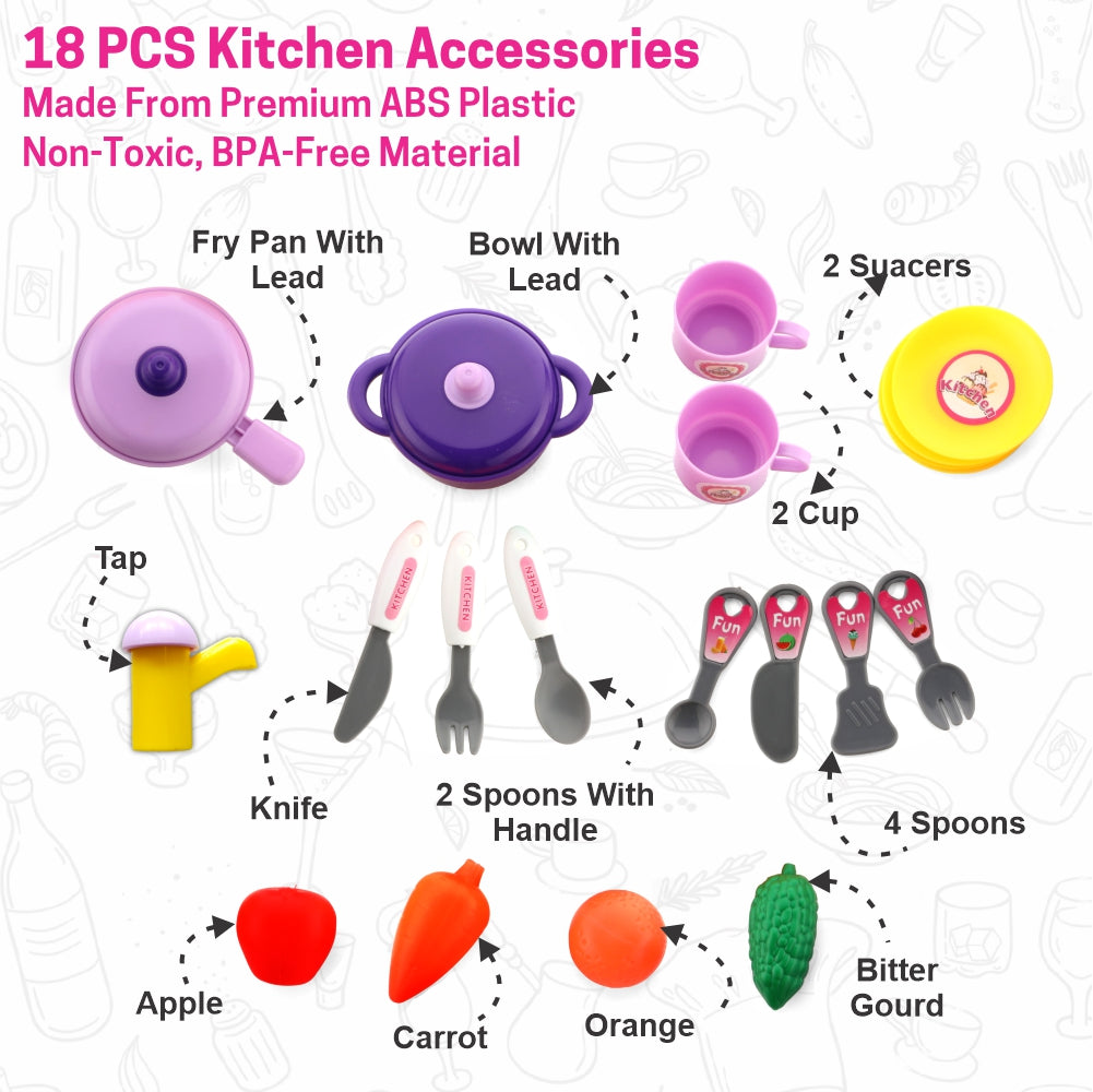 Chanak Kitchen Set for kids - Cooking Set (18 Pieces)