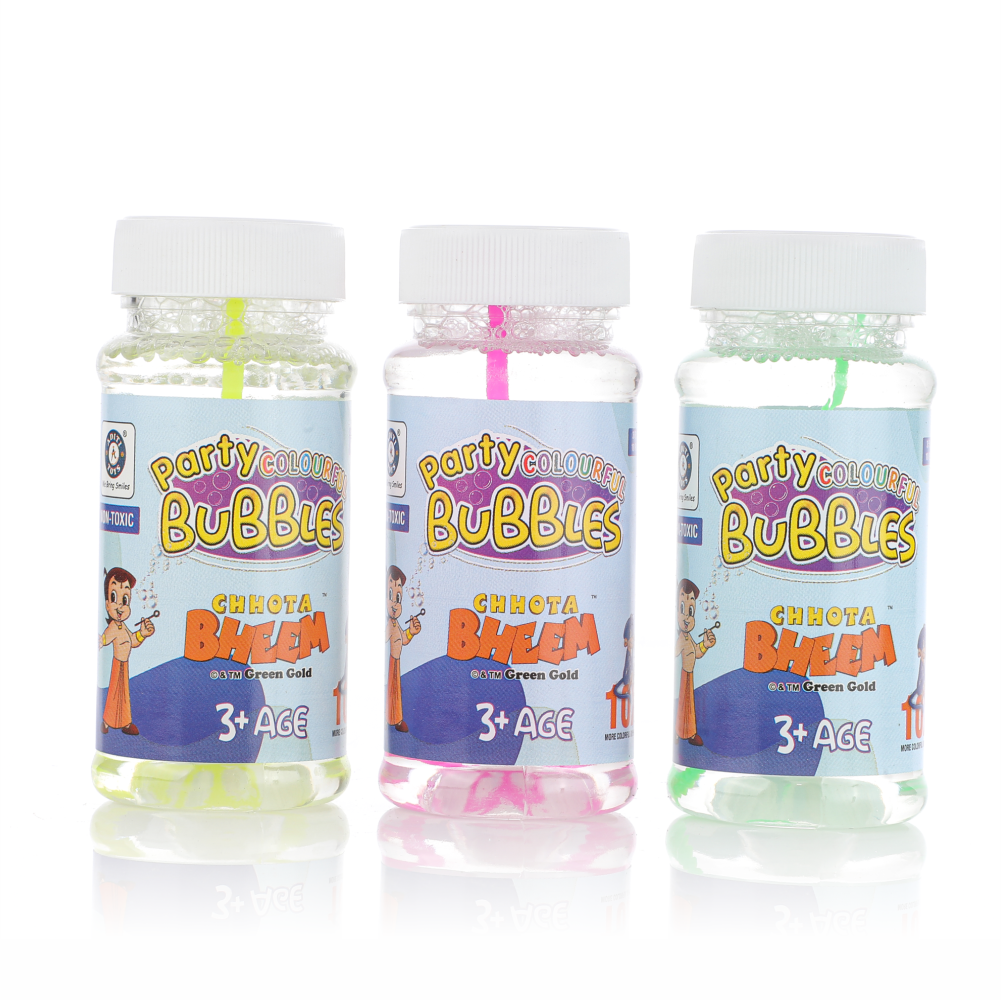 Chanak's Chota Bheem Party Colourful Bubble Solution with Blower (Pack of 3)