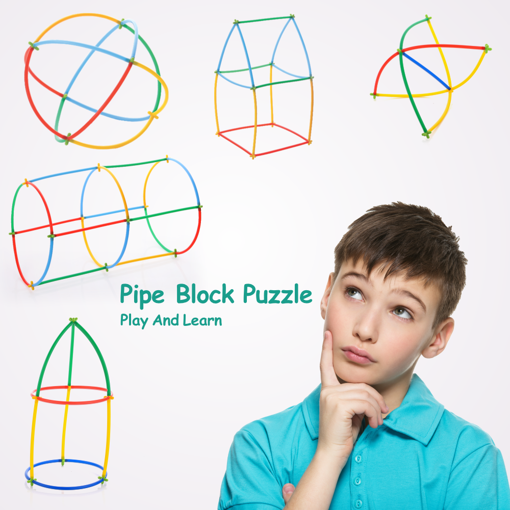 Chanak's Pipe Block Puzzle - Innovative Tube Lock Construction Set for Kids' Creative Education