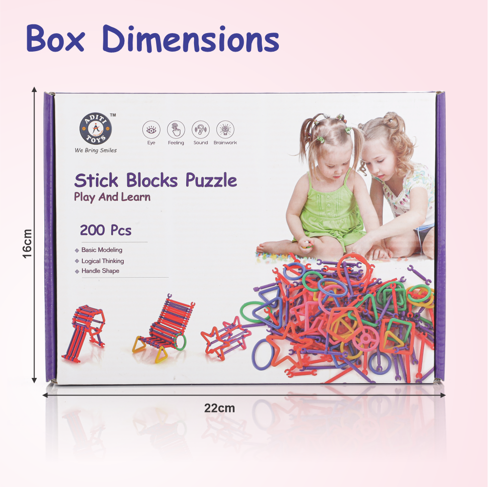 Chanak Stick Blocks Puzzle for Kids, Building Blocks (200Pcs)