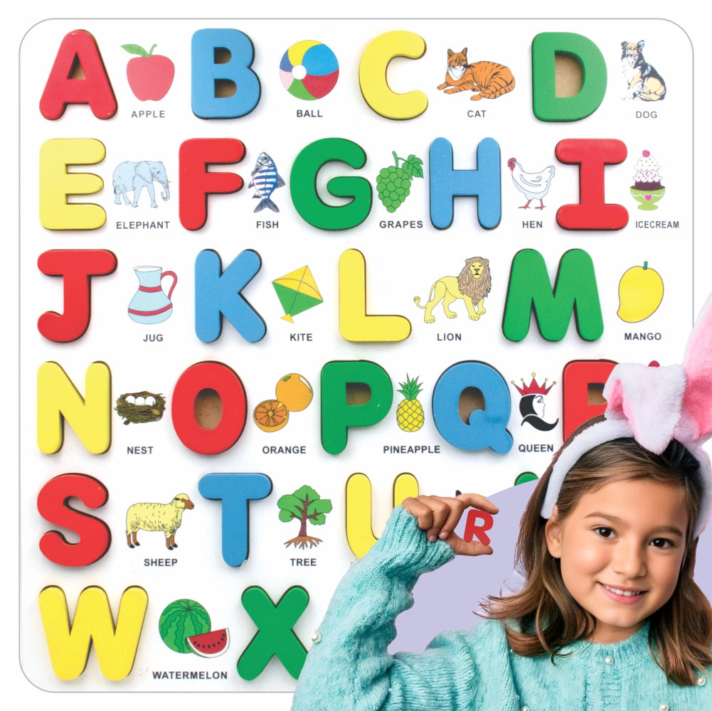 Chanak's Wooden Capital Alphabet Puzzle Board with Picture