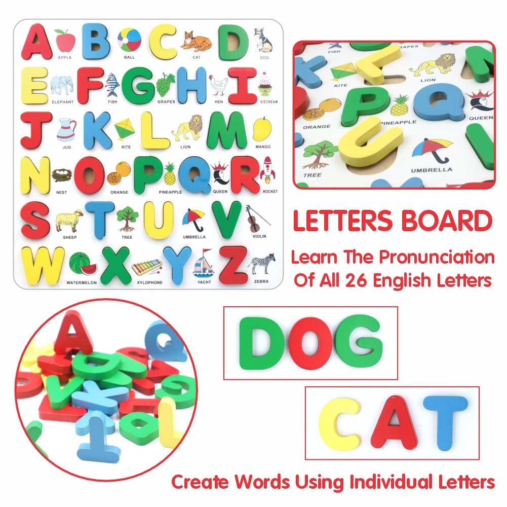 Chanak's Wooden Capital Alphabet Puzzle Board with Picture