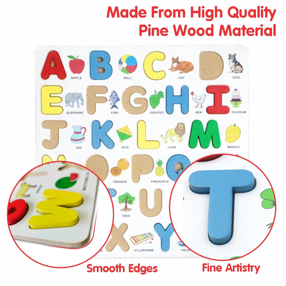Chanak's Wooden Capital Alphabet Puzzle Board with Picture
