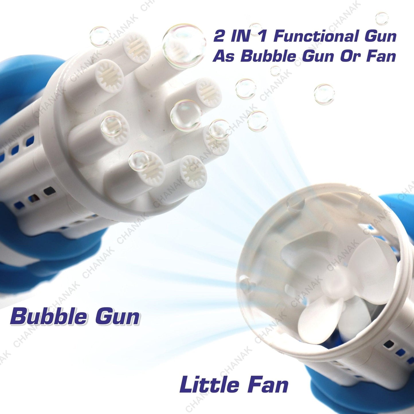 Chanak Gatling Bubble Gun for Kids (Blue) - chanak
