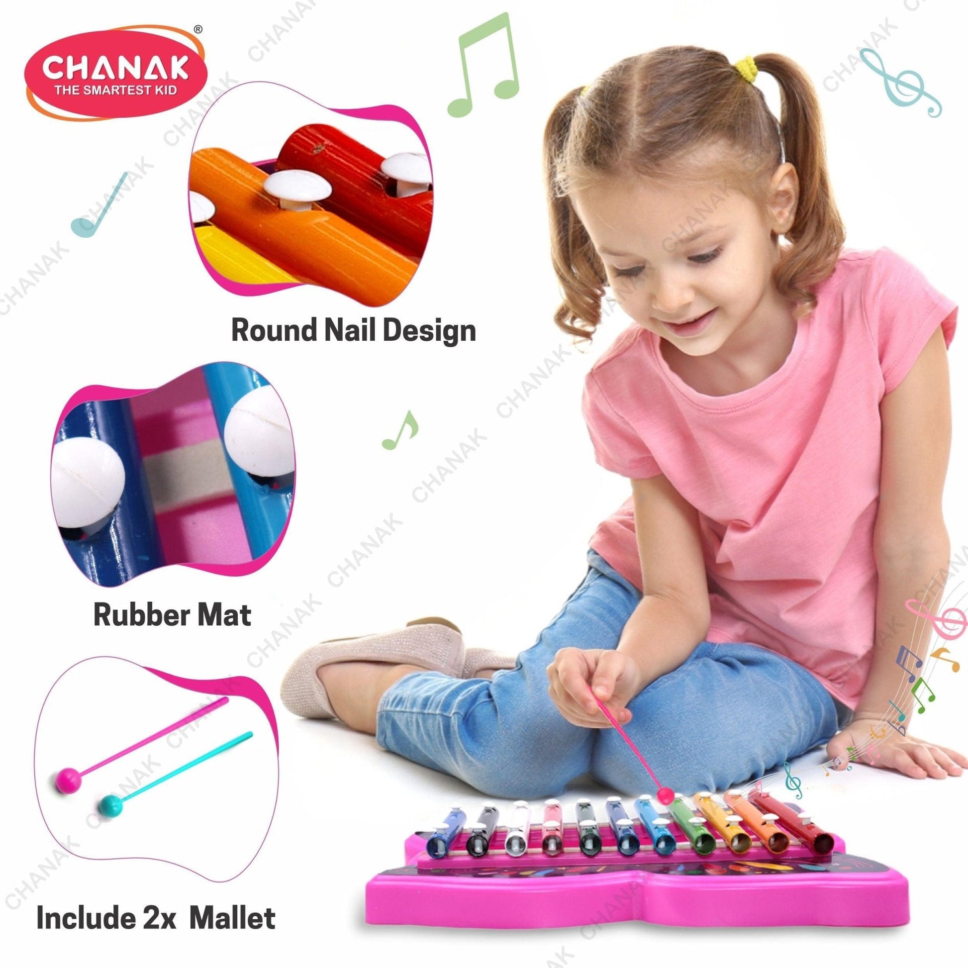 Chanak Musical Butterfly Xylophone Toy (Pink) - chanak