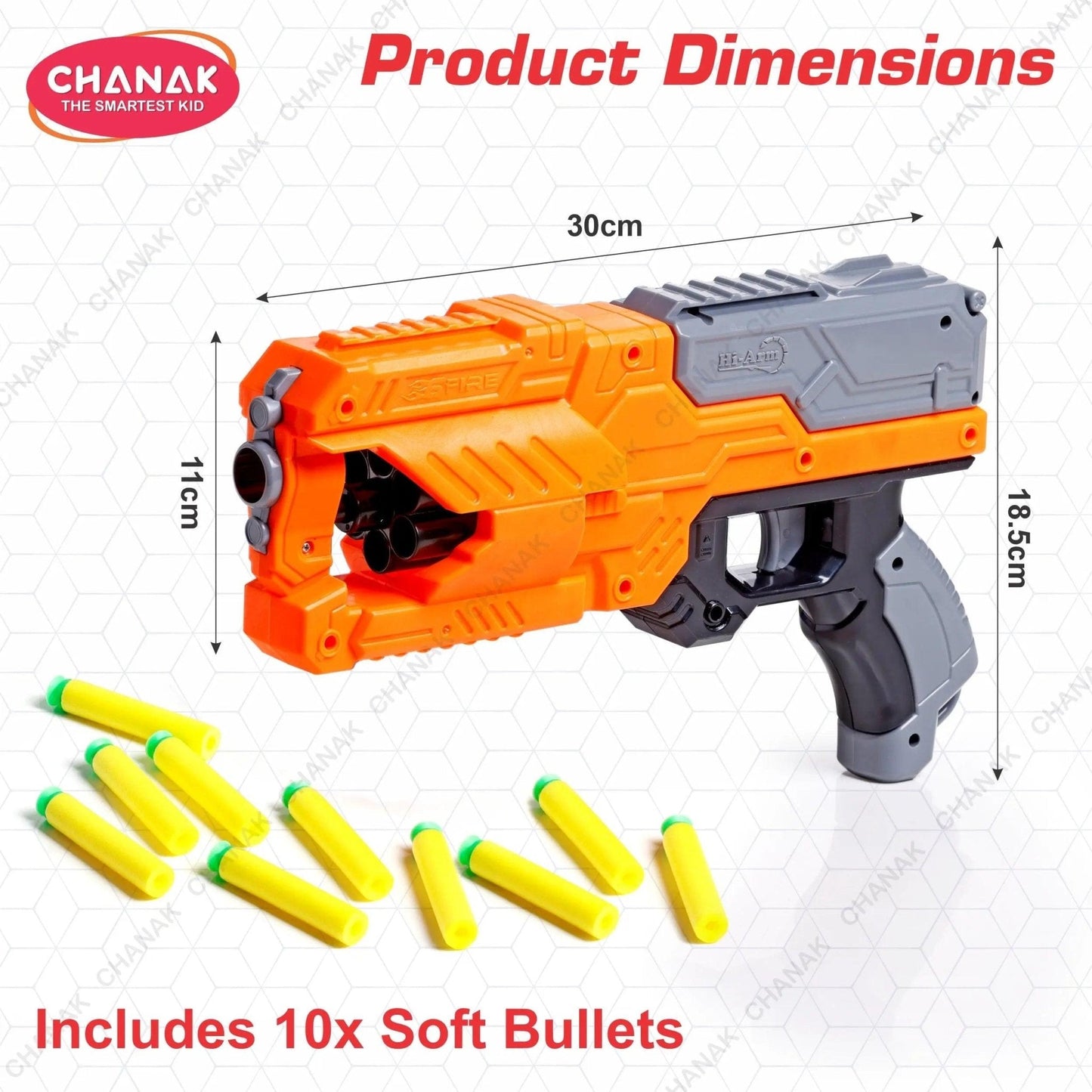 Chanak Six Fire Toy Blaster Gun (Orange) - chanak