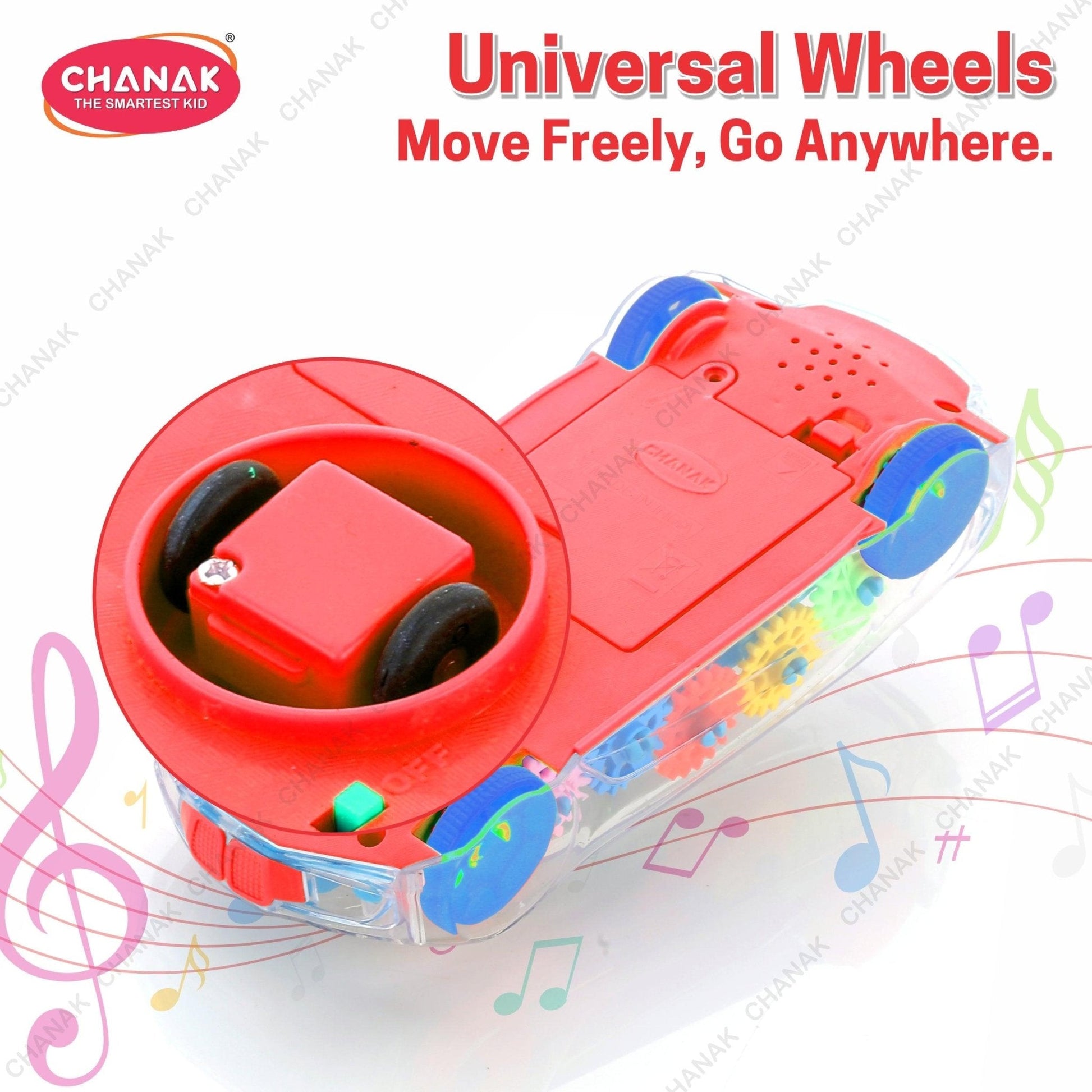 Chanak Transparent 3D Gear Car for Kids (Red) - chanak