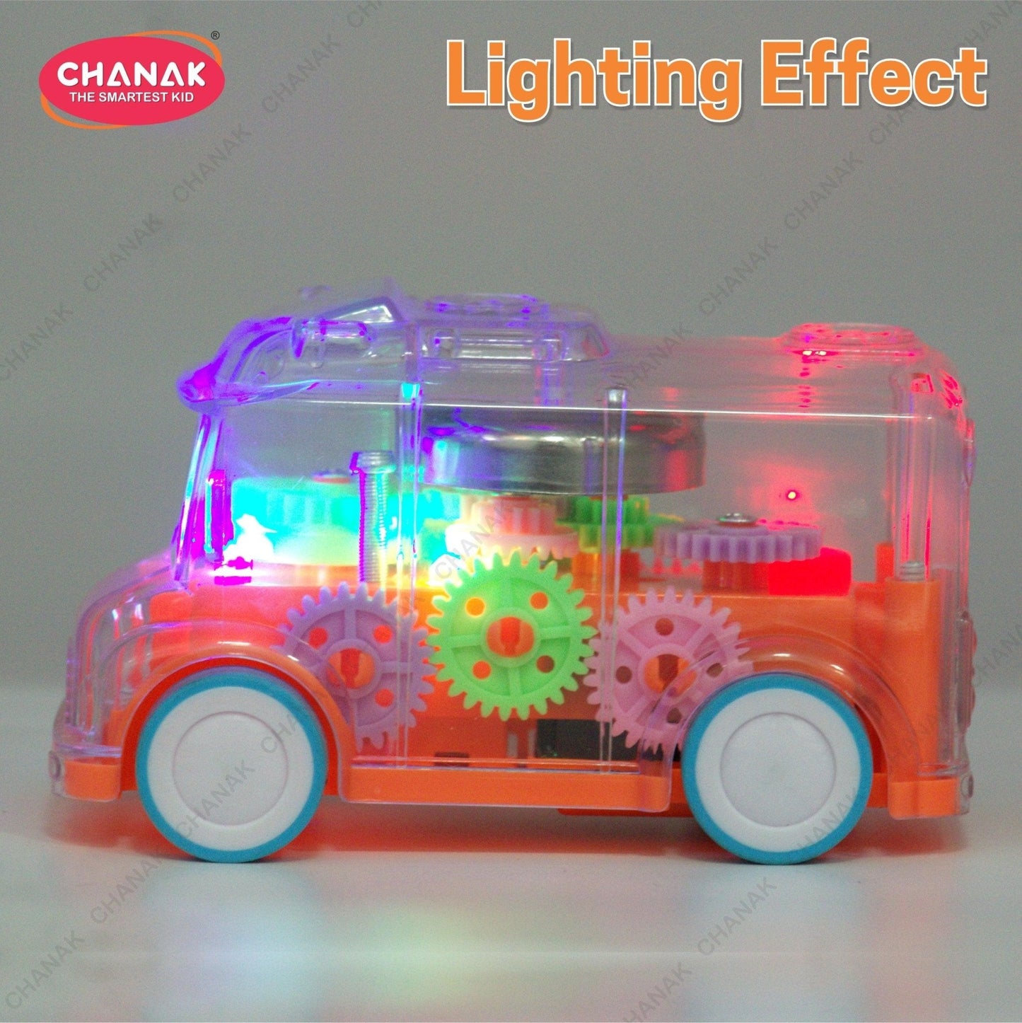Chanak Transparent Gear Bus for Kids (Orange) - chanak