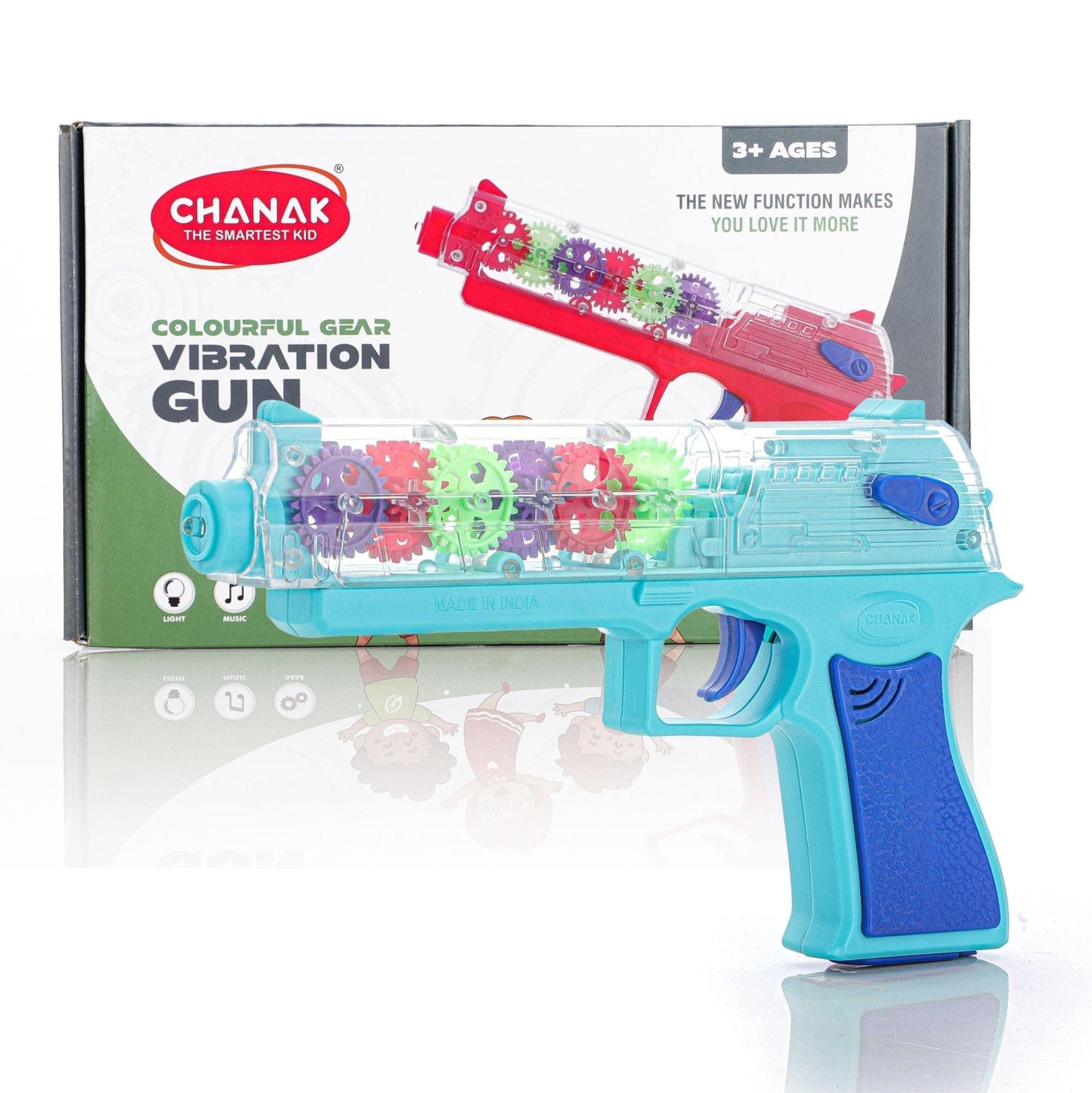 Chanak Transparent Gear Gun Toy for Kids (Blue) - chanak
