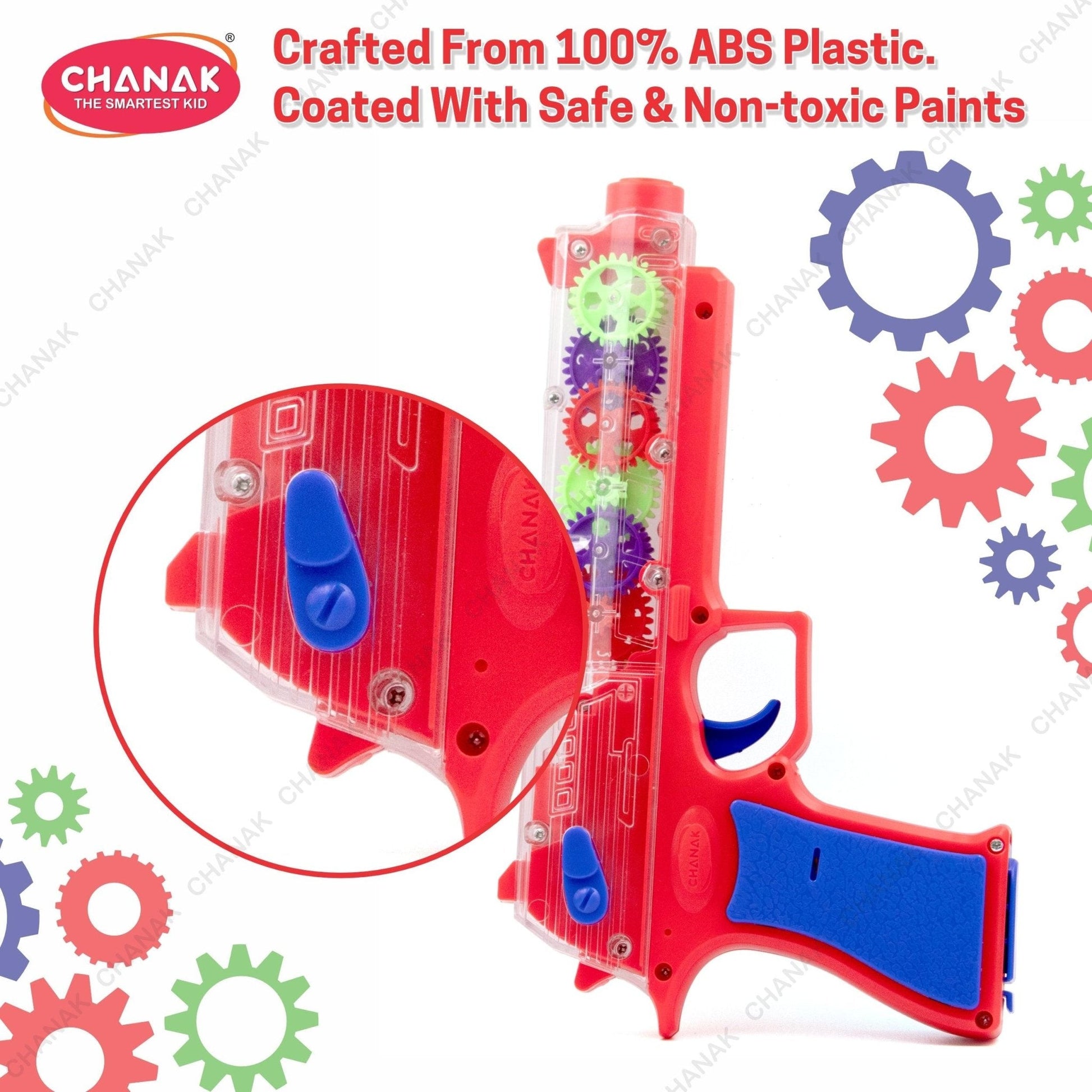 Chanak Transparent Gear Gun Toy for Kids (Red) - chanak