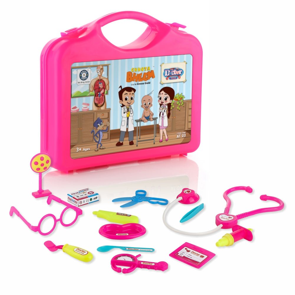 Chanak's Chota Bheem Doctor Playset Suitcase for Kids (Pink) - chanak