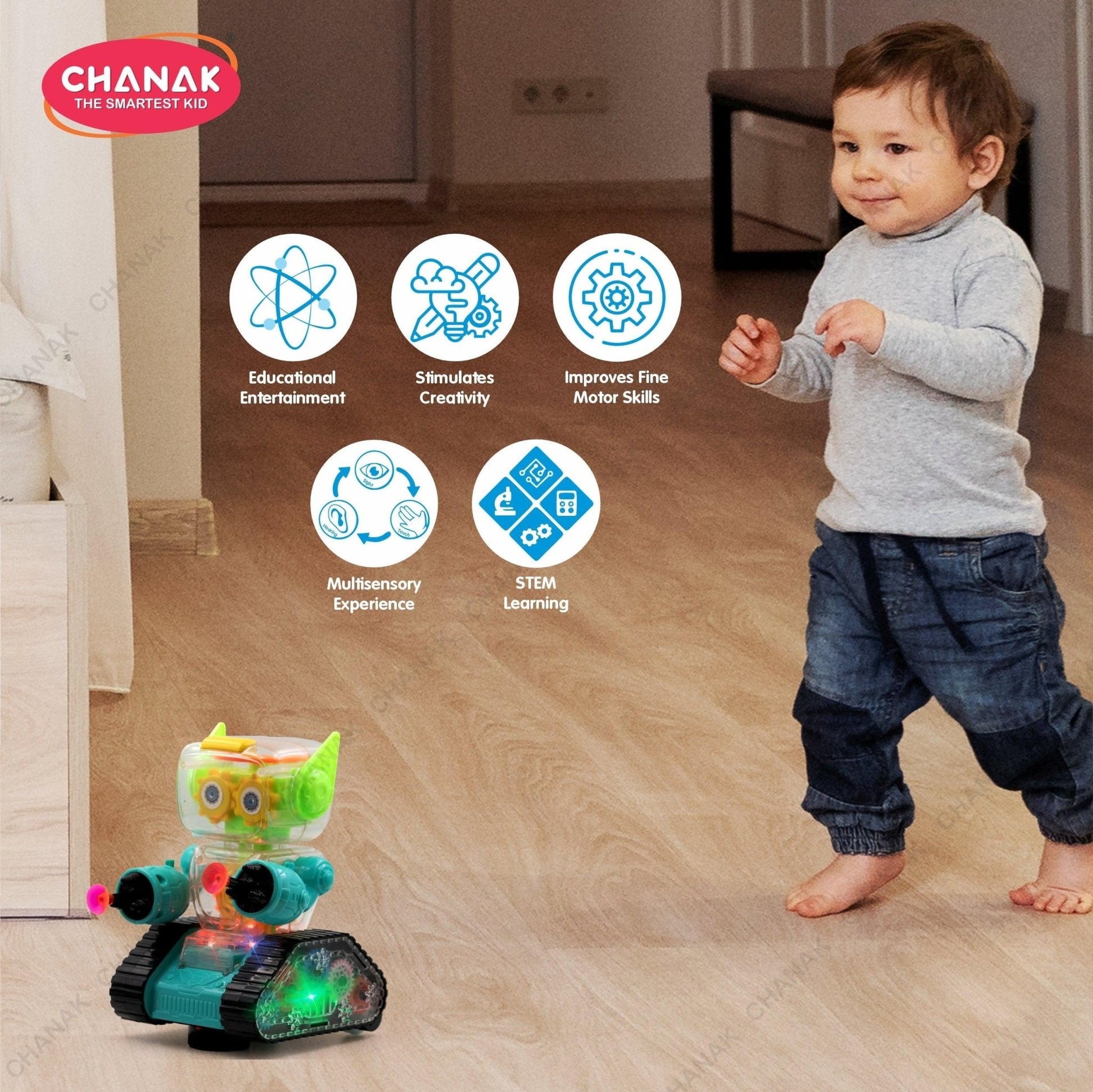 Shop Chanak Gear Robot Car for Kids (Blue) - chanak
